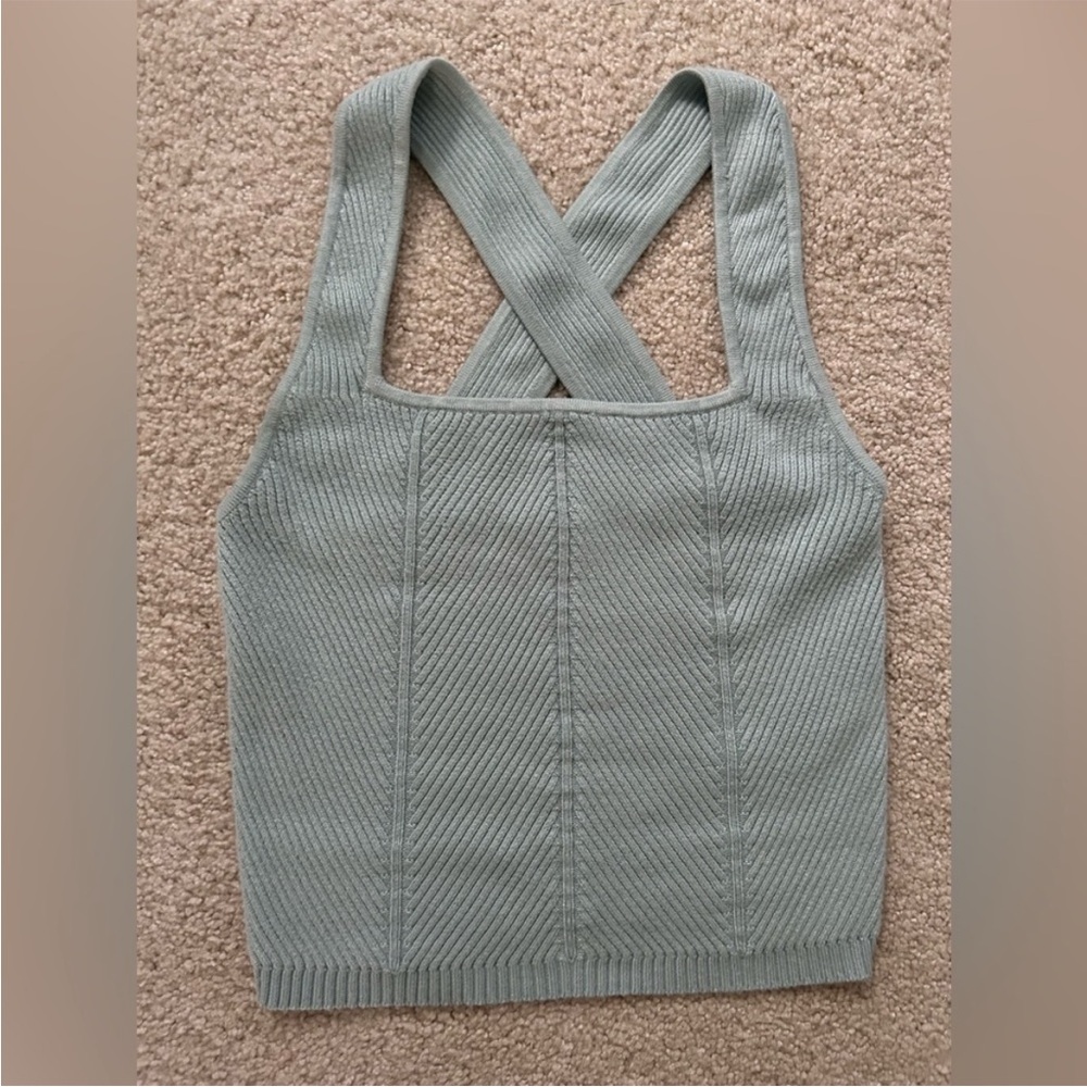 Abercrombie Sage Green Ribbed Knit Crossback Tank - Size XL